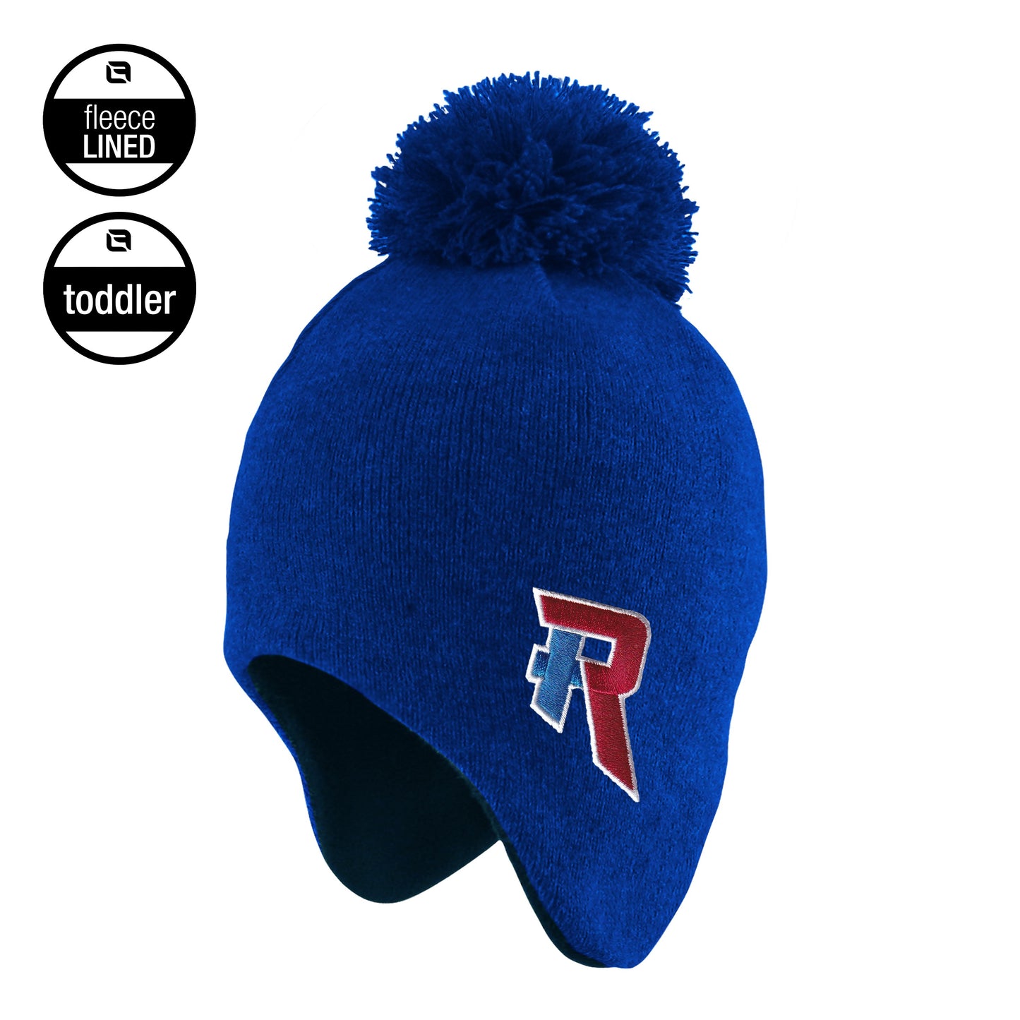 Hat - Infant knit fleece lined with ear flaps and pom