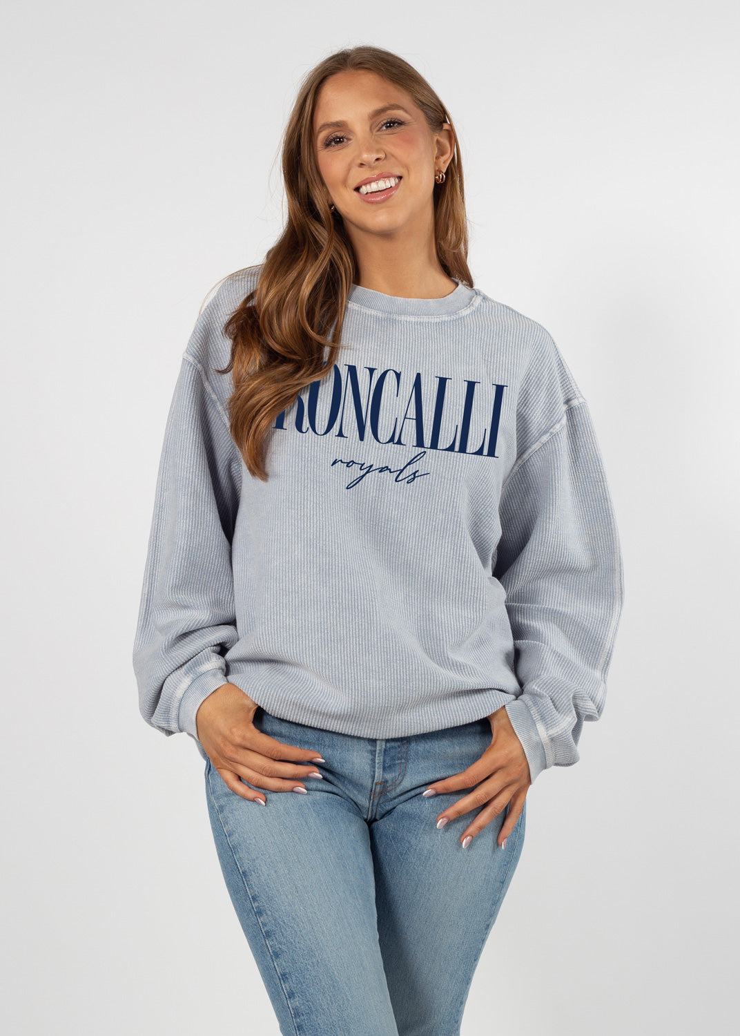 Oversized Corded Crew Sweatshirt